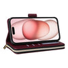 For iPhone 15 Plus / 14 Plus Nine-card Slots Zipper Wallet Bag Leather Phone Case(Wine Red)