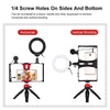 PULUZ 4 in 1 Vlogging Live Broadcast Smartphone Video Rig + 4.7 inch 12cm Ring LED Selfie Light Kits with Microphone + Tripod Mount + Cold Shoe Tripod Head for iPhone, Galaxy, Huawei, Xiaomi, HTC, LG, Google, and Other Smartphones(Red)