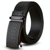 125cm Crocodile Pattern Leather Men Business Belt Without Buckle(Black)