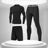 3pcs / Set Men Gym Running Clothes Set Long-Sleeved Quick-Drying Sports Suit, Size: XXXXL(Phantom Black)
