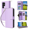 For Samsung Galaxy S23 Ultra 5G Nine-card Slots Zipper Wallet Bag Leather Phone Case(Purple)