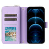 For iPhone 12 Pro Max Nine-card Slots Zipper Wallet Bag Leather Phone Case(Light Purple)