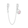 S925 Sterling Silver Valentine Heart Lock Silicone Safety Chain DIY Beading(BSC975)
