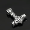Mjolnir Pendant Viking Protective Talisman Hammer Necklace(Silver Pendant with Metal Chain)