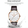 OLEVS 5869 Men Business Waterproof Genuine Leather Strap Quartz Watch(White + Dark Brown)