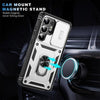 For Samsung Galaxy S25 Ultra 5G Sliding Camshield TPU Hybrid PC Phone Case with Holder(White+Black)