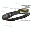 W689-3 Red White Warm  USB Rechargeable Motion Sensor Headlamp COB Outdoor Fishing Flashlight