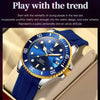 OLEVS 6650 Men Luminous Waterproof Silicone Strap Mechanical Watch(Blue + Gold)