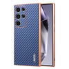 For Samsung Galaxy S23 Ultra 5G AZNS Electroplated Edge Carbon Fiber Texture Phone Case(Blue)