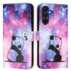 For Samsung Galaxy A26 5G Colored Drawing Pattern Plain Weave Leather Phone Case(Baby Panda)