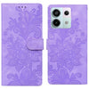 For Redmi Note 13 Pro 5G Lace Floral Embossed Magnetic Buckle PU Phone Case With Wrist Strap(Purple)
