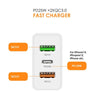 45W PD25W + 2 x QC3.0 USB Multi Port Charger with USB to 8 Pin Cable, US Plug(White)