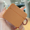 For AirPods 3 Litchi Texture Leather Sticker Earphones Protective Case(Brown)
