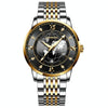BINBOND B1117 30M Waterproof Earth Dial Butterfly Buckle Luminous Quartz Watch(Inter-gold-Black)