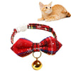 Christmas Red Plaid Bow Tie Pet Collar with Bell, S (17-30cm)