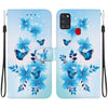 For Samsung Galaxy A21s Crystal Texture Colored Drawing Leather Phone Case(Blue Butterflies)