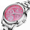 FNGEEN 4006 Ladies Quartz Watch Fashion Luminous Date Display Watch(White Steel Pink Surface)