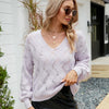 V-neck Sweater Women Autumn and Winter Loose Knitted Bottoming Shirt, Size: S(Blue)