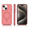 For iPhone 15 Shockproof MagSafe Armor PC Hybrid TPU Phone Case(Dark Pink+Maroon)