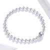 S925 Sterling Silver Punk Round Beads Women Bracelet Jewelry, Size:19cm