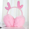 Antler Plush Earmuffs Winter Warm Fashion Retractable Ear Warmer One Size(Pink)