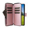 For Samsung Galaxy S23 Ultra 5G Nine-card Slots Zipper Wallet Bag Leather Phone Case(Rose Gold)
