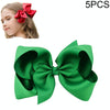 5 PCS 6 Inch Colorful Kids Girls Big Solid Ribbon Hair Bow Clips(38)