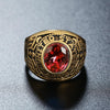 Retro Round Gemstone Carved Soldier Army Military Titanium Steel Ring for Men, US Size: 11, Diameter: 20.7mm, Perimeter: 65mm(Red)