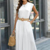 Women Summer Loose Top Basic T-Shirt Round Neck Casual Tank, Size: M(White)