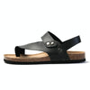 Men Summer Cork Flip Flops Beach Couple Leather Sandals, Size: 39(Black)