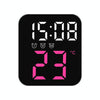Simple Temperature Display Clock Three Alarm Clock Porch Wall Clock(Rose Red)