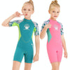 DIVE & SAIL M150656K Children Diving Suit 2.5mm One-piece Warm Swimsuit Short-sleeved Cold-proof Snorkeling Surfing Anti-jellyfish Suit, Size: M(Pink)
