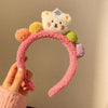 Cartoon Bear Hair Bands Plush Headdress Versatile Hairball Hair Accessories(Pink)