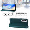For Samsung Galaxy A25 5G Global RC01 Dual-Folded Magnetic Suction RFID Leather Phone Case(Dark Green)