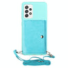 For Samsung Galaxy A33 5G Crossbody Lanyard Wallet Card Bag Phone Case(Sky Blue)