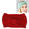 Winter Knitted Headband Turban Women Crochet Bow Wide Stretch Hairband Head Wrap(Red)