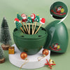 2pcs /Pack Christmas Dessert Fork And Spoon Set Portable Cute Cartoon Tableware, Style: Christmas Hat Silver