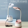 USB Charging LED Desk Light Eye Protection Lamp with Pen Holder and Phone Holder(CS276-4 Pink)