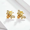 S925 Sterling Silver Earrings Golden Bee Inlaid Zircon Sterling Silver Stud Earrings