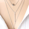Simple 3-Layer Necklace Small Dot Exquisite Metal Bar Necklace Sweater Chain(Gold)