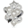 1 Set 18 Inch Aluminum Pearl Sequins Balloon Set Party Decoration Holiday Decoration(Silver)