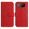 For Asus ROG Phone 6 Skin Feel Sun Flower Pattern Flip Leather Phone Case with Lanyard(Red)