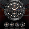 OLEVS 9957 Men Luminous Waterproof Leather Strap Quartz Watch(Blue)