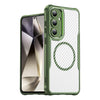 For Samsung Galaxy S24 5G Carbon Fiber Texture MagSafe Translucent Phone Case(Green)