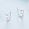 BSE856 Sterling Silver S925 White Gold Plated Simple Zircon Earrings