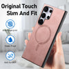 For Samsung Galaxy S25 Ultra 5G Solid Color Retro Magsafe PU Back Cover Phone Case(Pink)