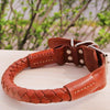 Woven Leather Dog Collar, Brown, Large (44-55cm)