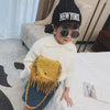 Mini Messenger Bag Cute Tassel Design Kids Coin Purses Children Handbags Shoulder Bags(Yellow)