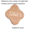 G236 LED Digital Display Flower Shape Living Room Wall Clock(Wood Grain)