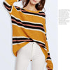 Women Knitwear Turtleneck Sweater, Size: M(Yellow Black Stripes)